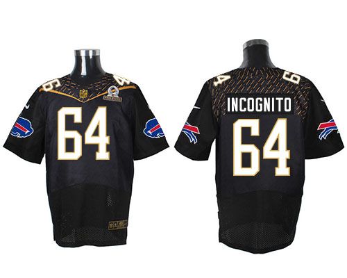 Nike Bills #64 Richie Incognito Black 2016 Pro Bowl Men's Stitched NFL Elite Jersey